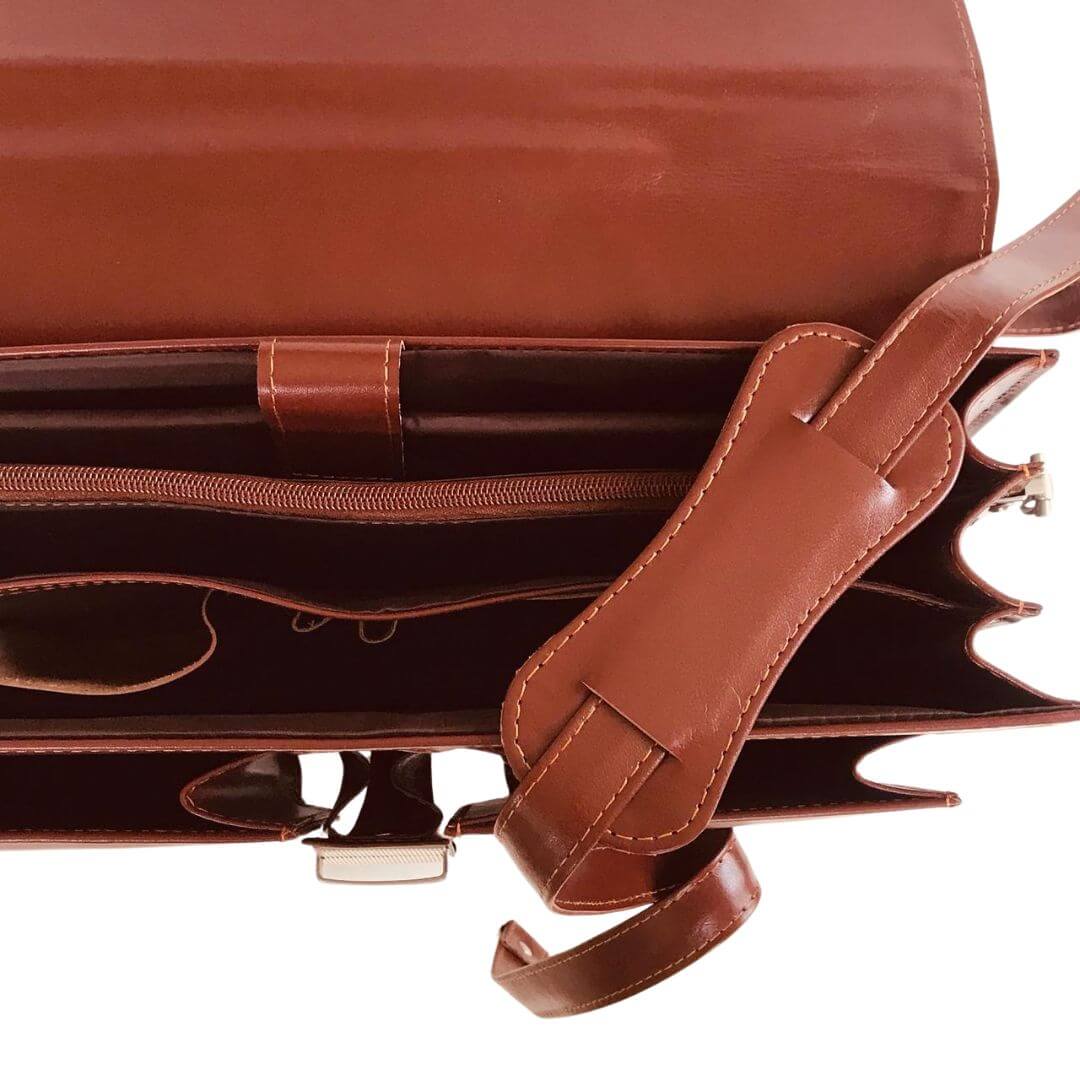 Executive Leather Laptop Bag Tan - Bag X