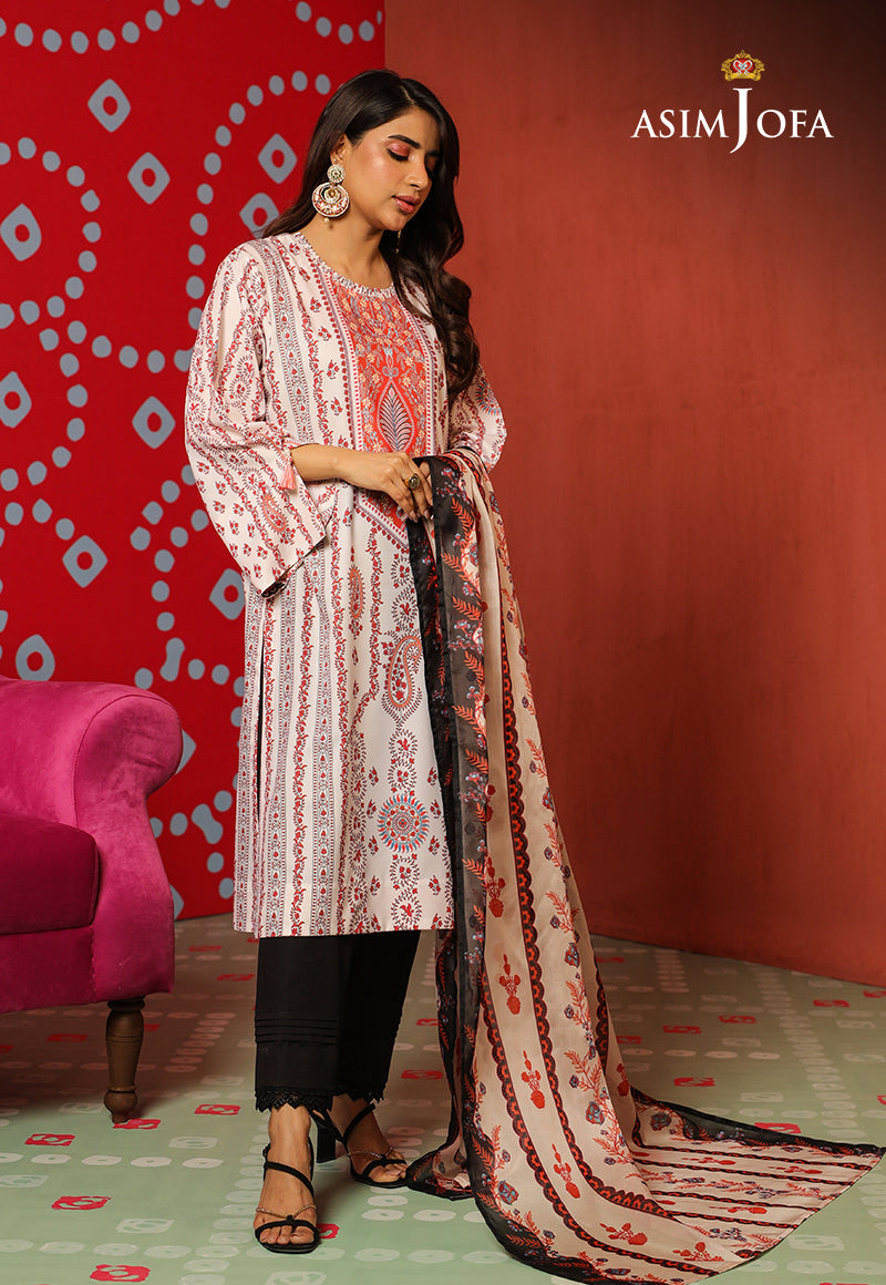 Asim Jofa Tara Sitara Ajtm-09 - 2 Pcs Printed Georgette Silk 2 Pcs