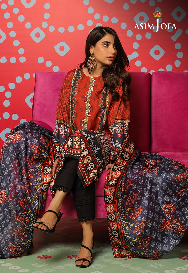 Asim Jofa Tara Sitara Ajtm-10 - 2 Pcs Printed Georgette Silk 2 Pcs