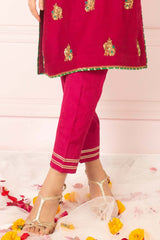Soughaat Separates By Zaaviay Stitched Magenta Raw Silk Trouser