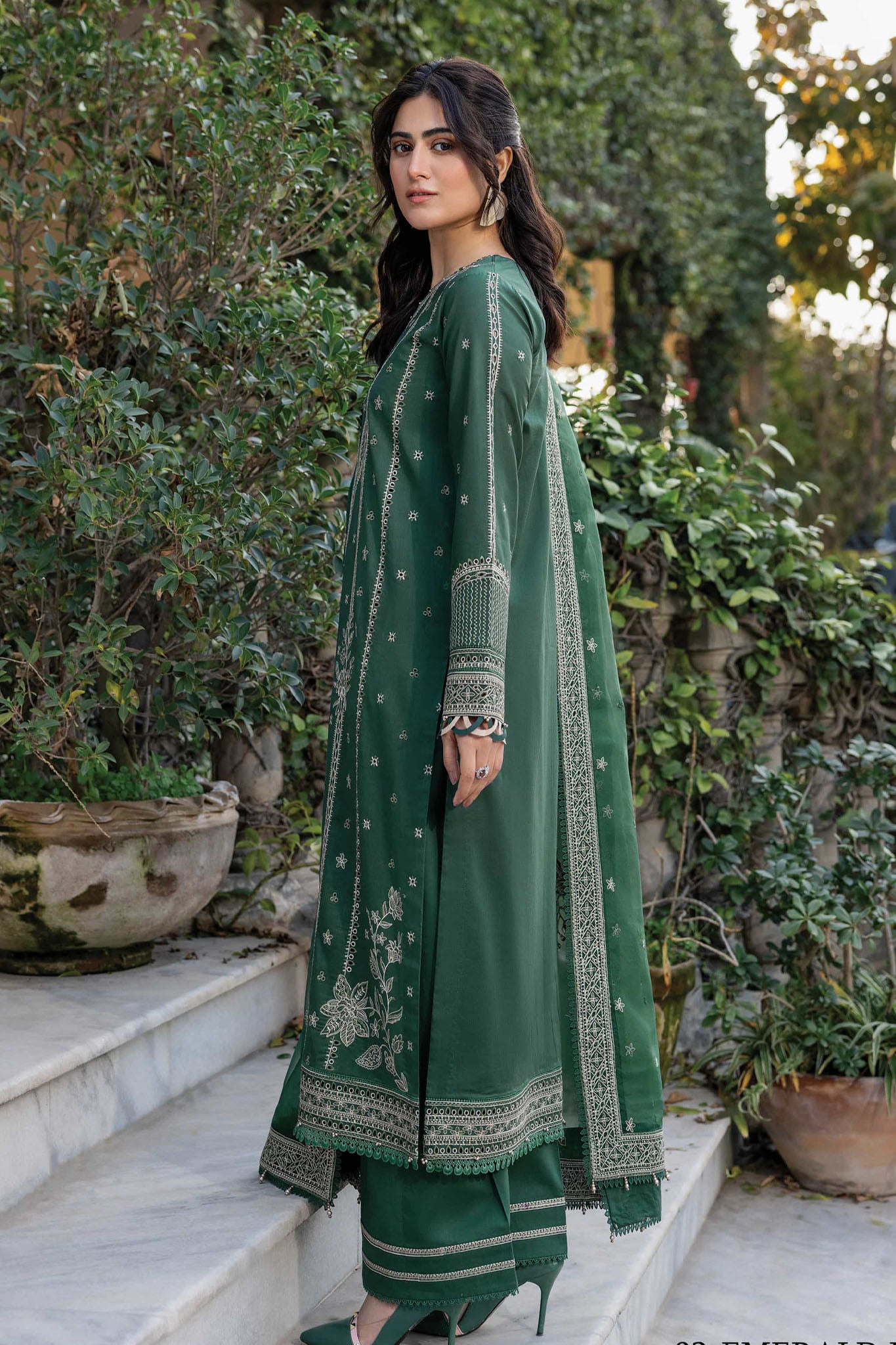 Bahar By Farasha Unstitched 3 Piece Emb Lawn Edit-II Collection-02-Emerald Eve