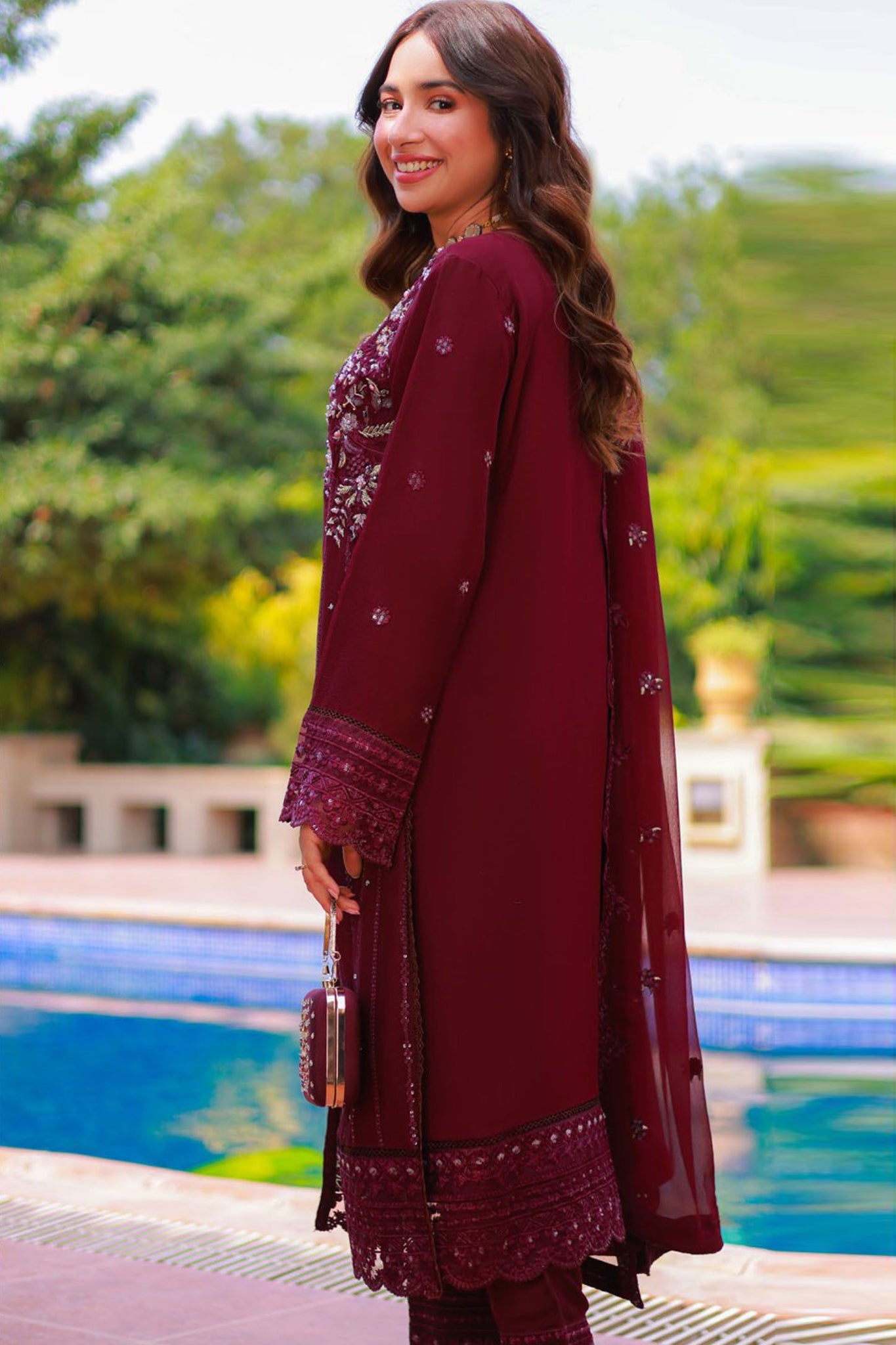 Aks By Guzel Stitched 3 Piece Festive Formals Chiffon Collection'2024-02-Gulaal