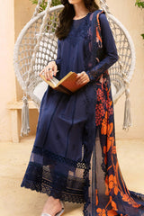 Luxe By Azure Unstitched 3 Piece Premium Cambric Collection'2024-02-Ocean Elegance