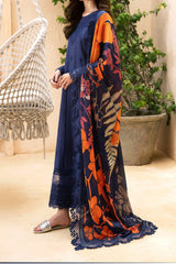 Luxe By Azure Unstitched 3 Piece Premium Cambric Collection'2024-02-Ocean Elegance