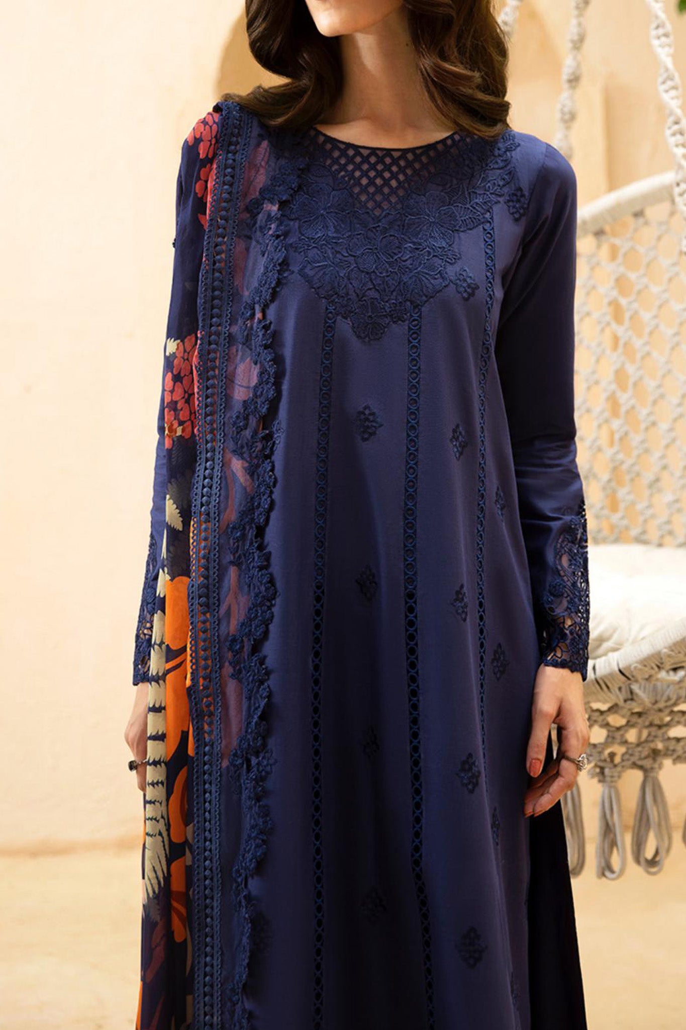 Luxe By Azure Unstitched 3 Piece Premium Cambric Collection'2024-02-Ocean Elegance