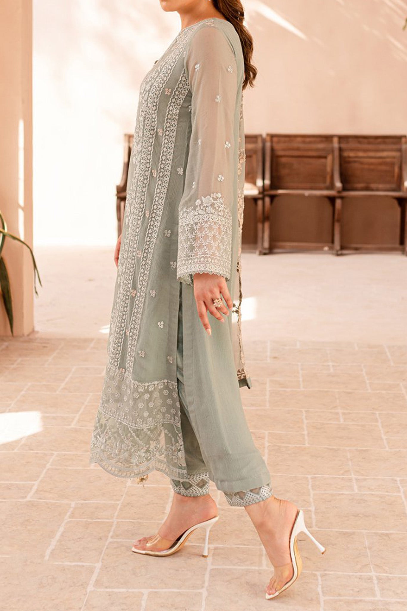 Ensembles By Azure Unstitched 3 Piece Festive Formals Eid Edit Collection'2024-02-Sage Serenity