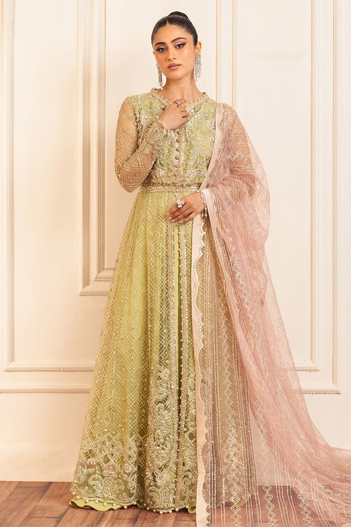 Hemline By Mushq Unstitched 3 Piece Aura Debut Wedding Collection'2024-02-Wasabi