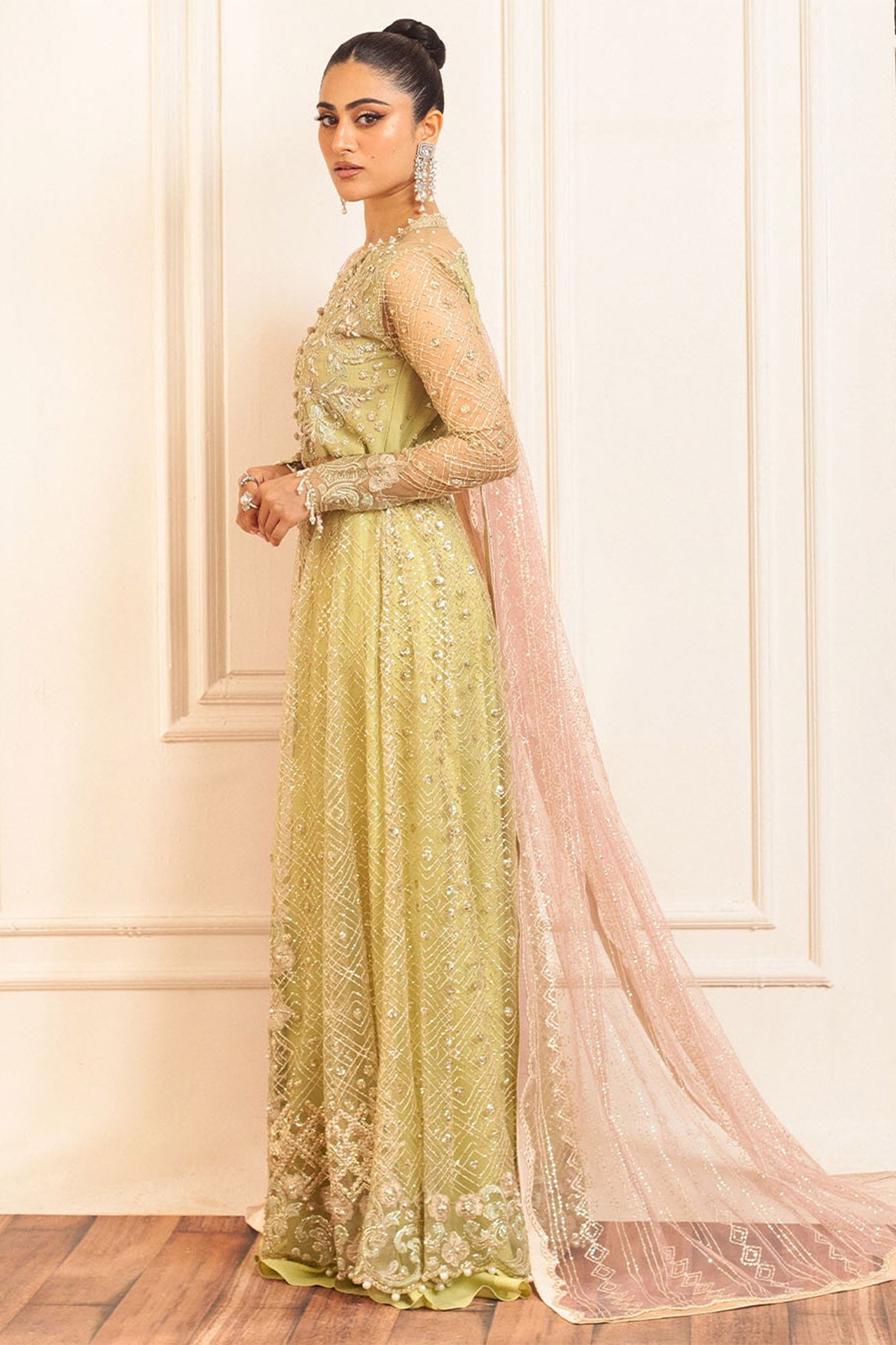 Hemline By Mushq Unstitched 3 Piece Aura Debut Wedding Collection'2024-02-Wasabi