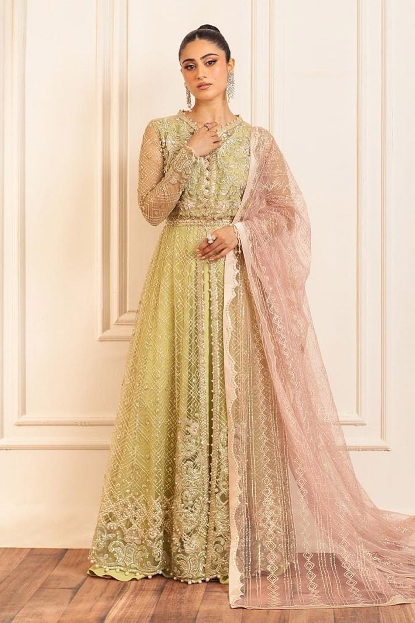 Hemline By Mushq Unstitched 3 Piece Aura Debut Wedding Collection'2024-02-Wasabi