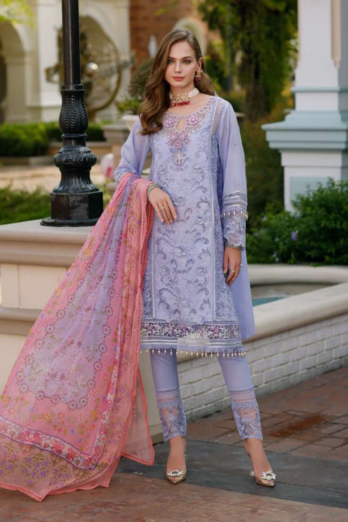 Noor by Saadia Asad Unstitched 3 Piece Eid Handwork Schiffli Laserkari Collection'2023-D-02