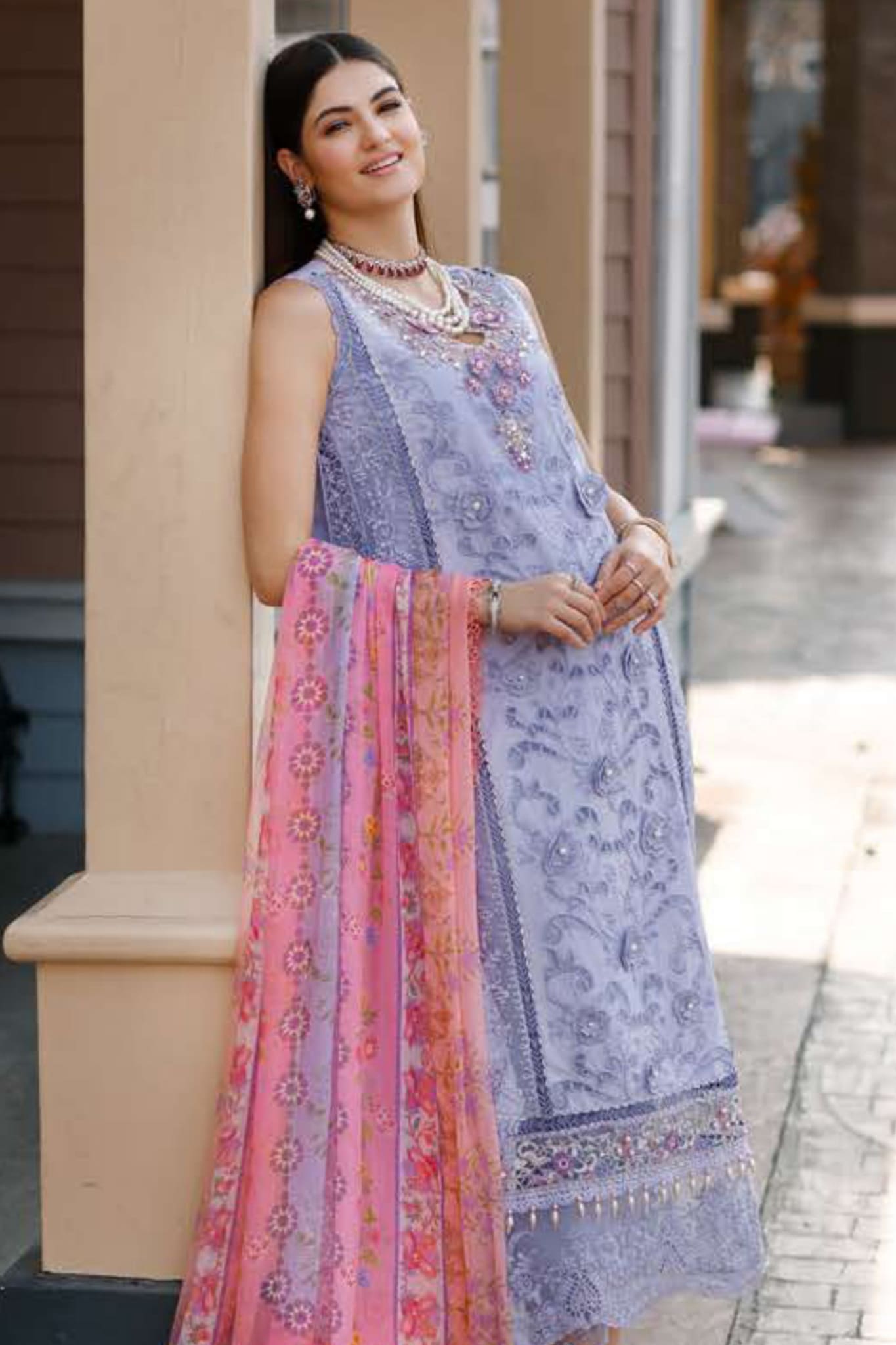 Noor by Saadia Asad Unstitched 3 Piece Eid Handwork Schiffli Laserkari Collection'2023-D-02