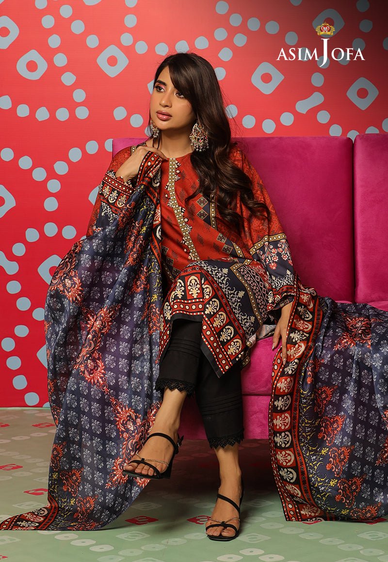 Asim Jofa Tara Sitara Ajtm-10 - 2 Pcs Printed Georgette Silk 2 Pcs