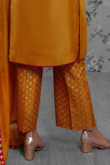 Zaaviay Stitched spring Collection Noorain Raw Silk Screen Printed Culottes