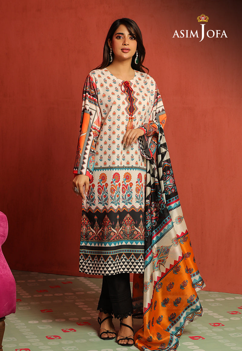 Asim Jofa Tara Sitara Ajtm-08 - 2 Pcs Printed Georgette Silk 2 Pcs