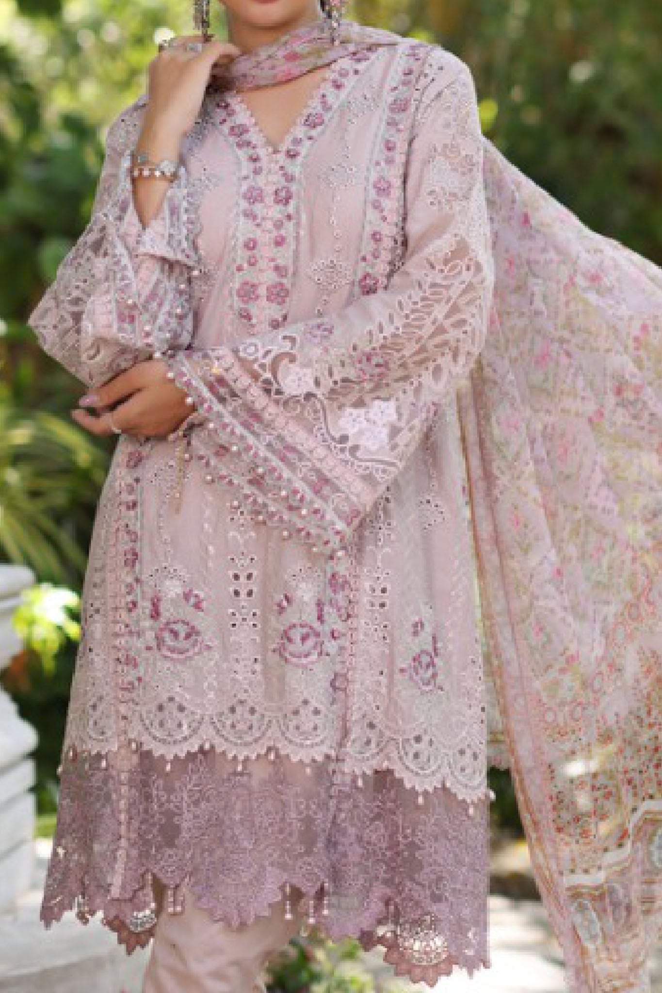 Noor By Saadia Asad Unstitched 3 Piece Luxury Chikankari Lawn'2024-D-03-A