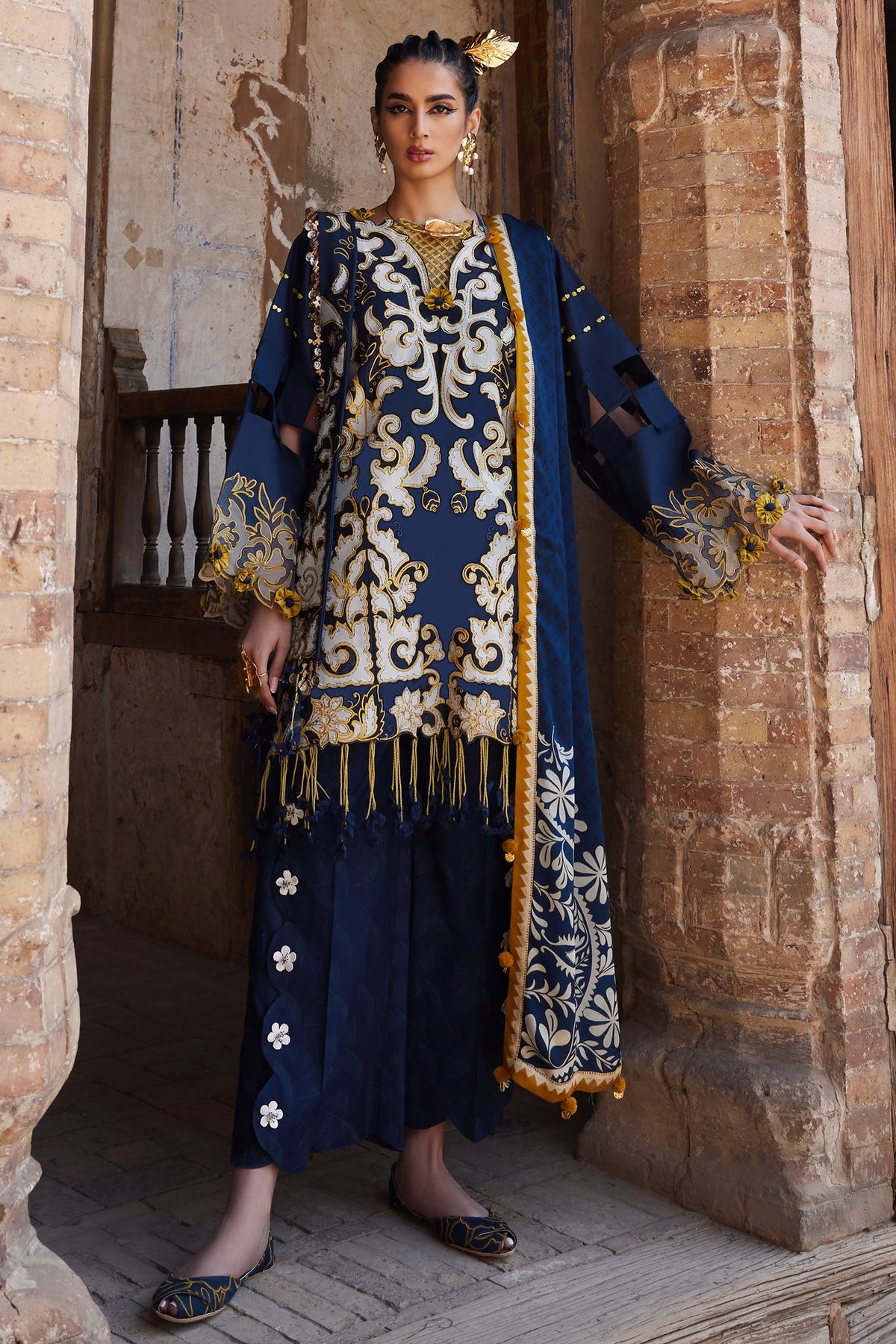 Elan Unstitched 3 Piece Luxury Lawn Collection'2025-03-B-Solene