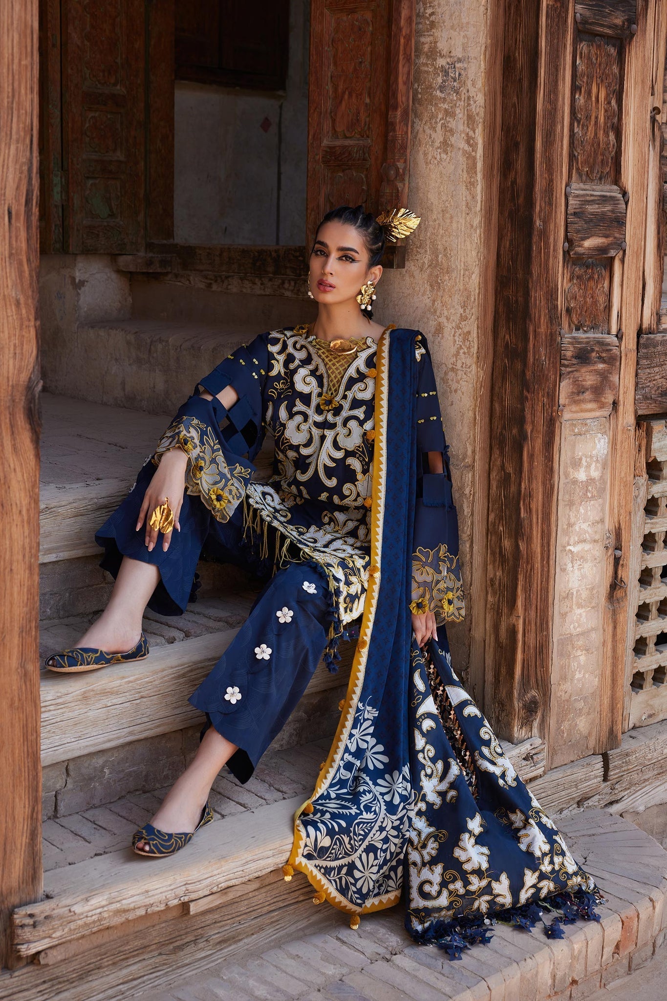 Elan Unstitched 3 Piece Luxury Lawn Collection'2025-03-B-Solene