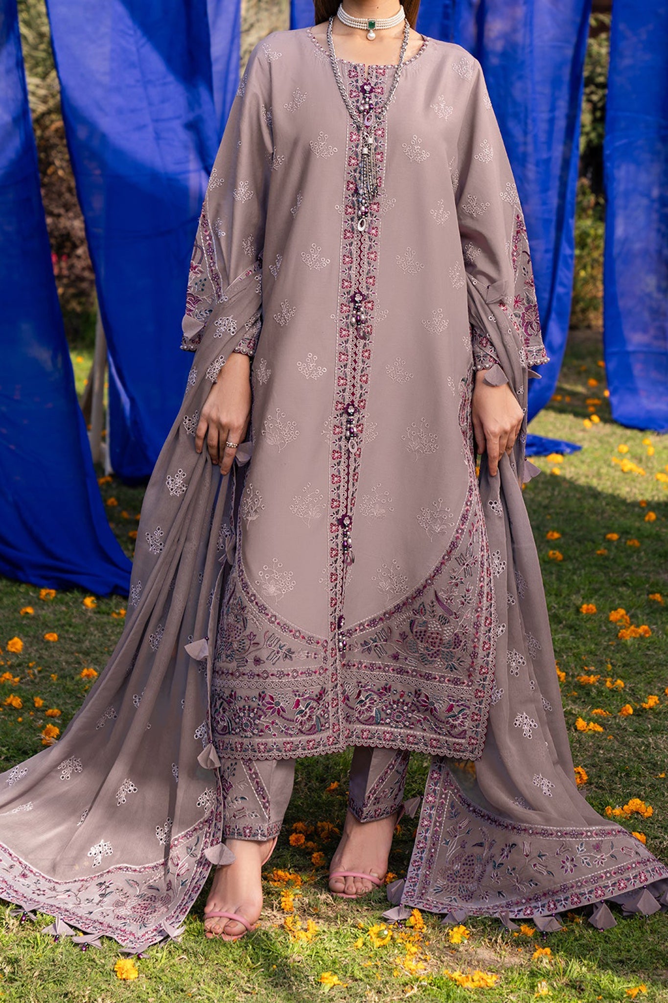 Rawayat By Alizeh Unstitched 3 Piece Luxury Emb Lawn Collection'2024-03-Meerat