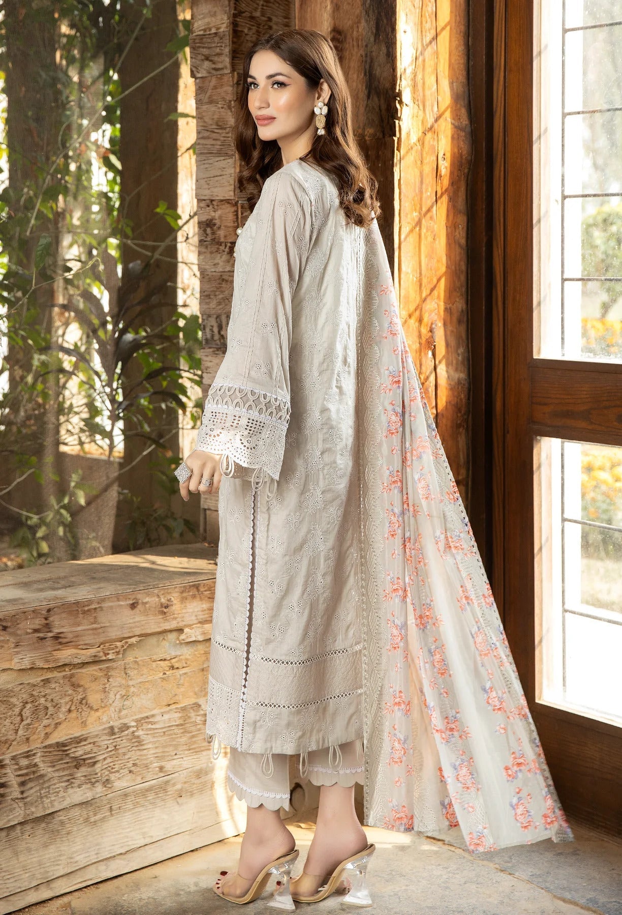 Fuchsia by Adan's Libas Unstitched 3 Piece Chikankari Lawn Collection'2023-03-Swiss Coffee