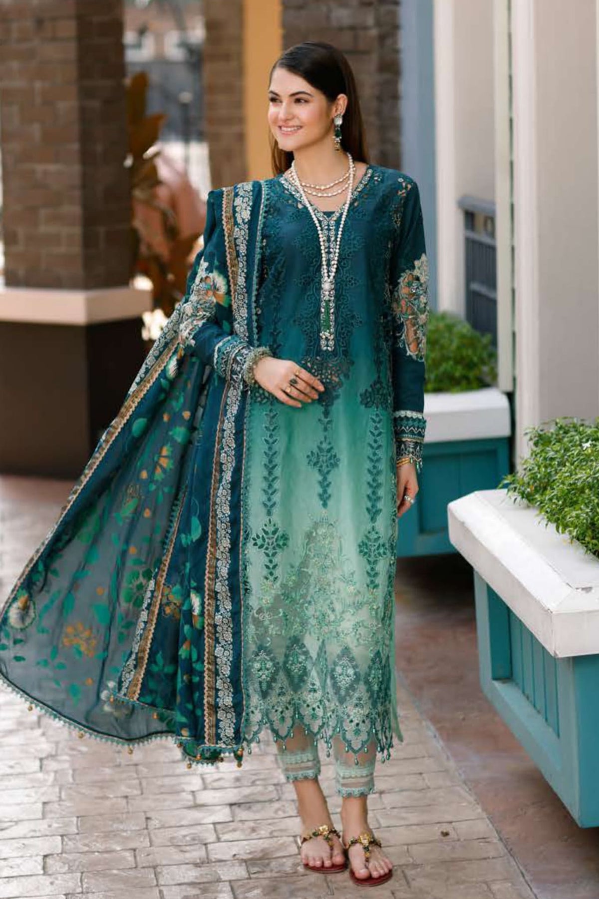 Noor by Saadia Asad Unstitched 3 Piece Eid Handwork Schiffli Laserkari Collection'2023-D-03