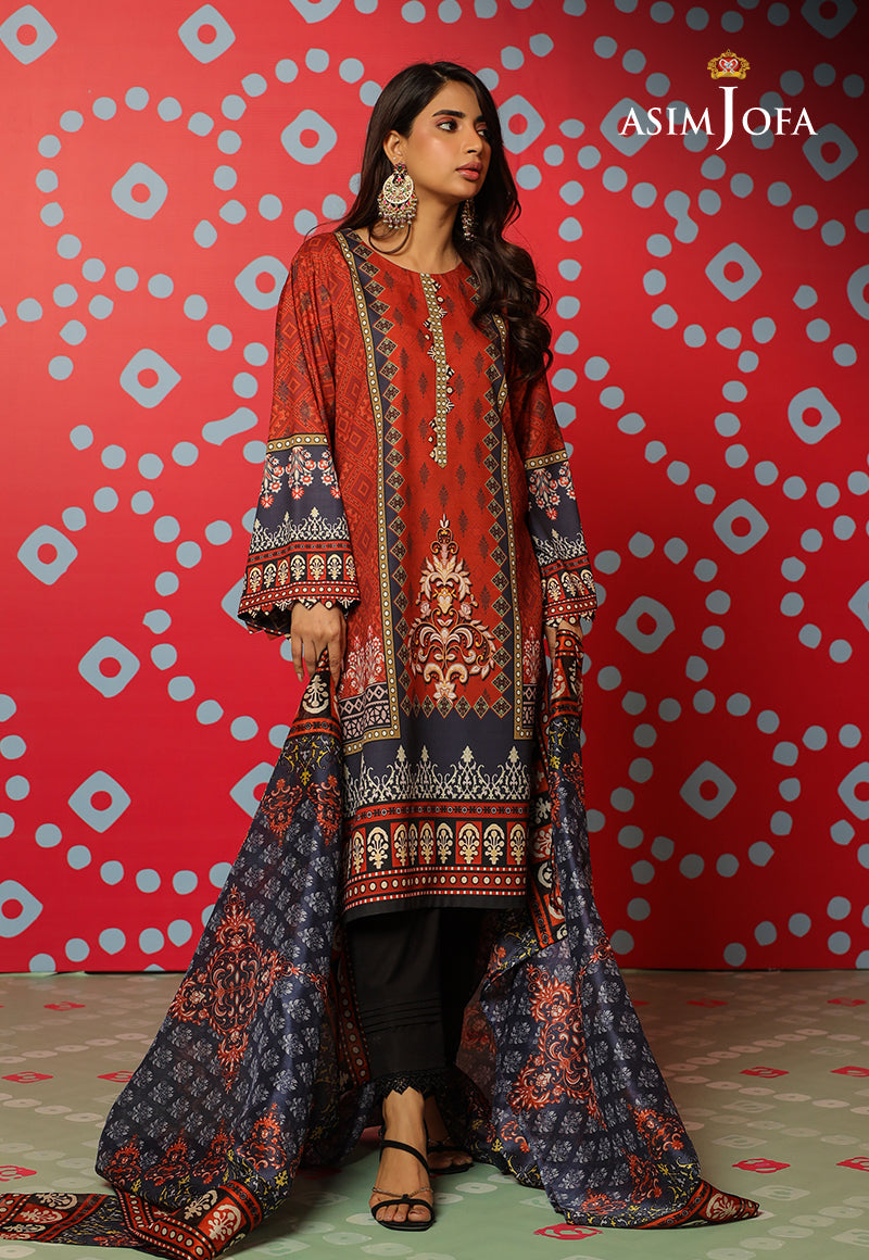 Asim Jofa Tara Sitara Ajtm-10 - 2 Pcs Printed Georgette Silk 2 Pcs