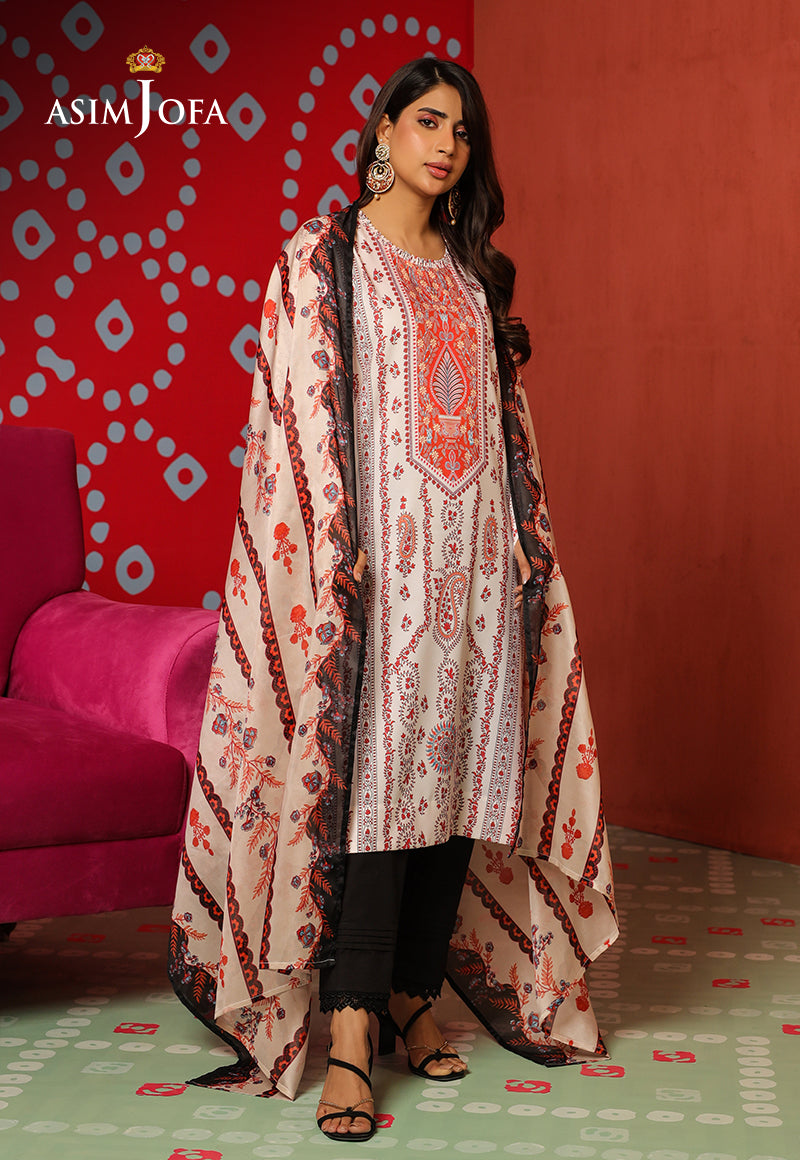 Asim Jofa Tara Sitara Ajtm-09 - 2 Pcs Printed Georgette Silk 2 Pcs