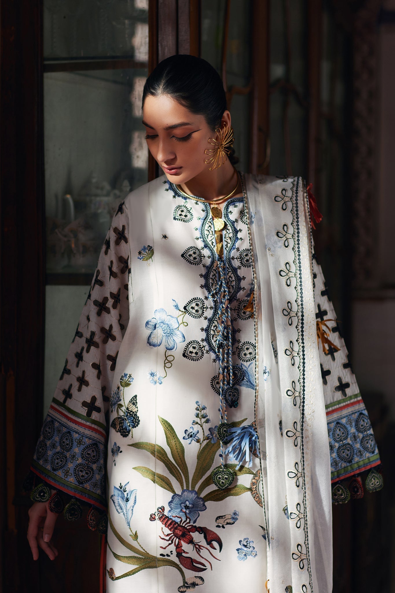 Elan Unstitched 3 Piece Luxury Lawn Collection'2025-04-B-Azureh