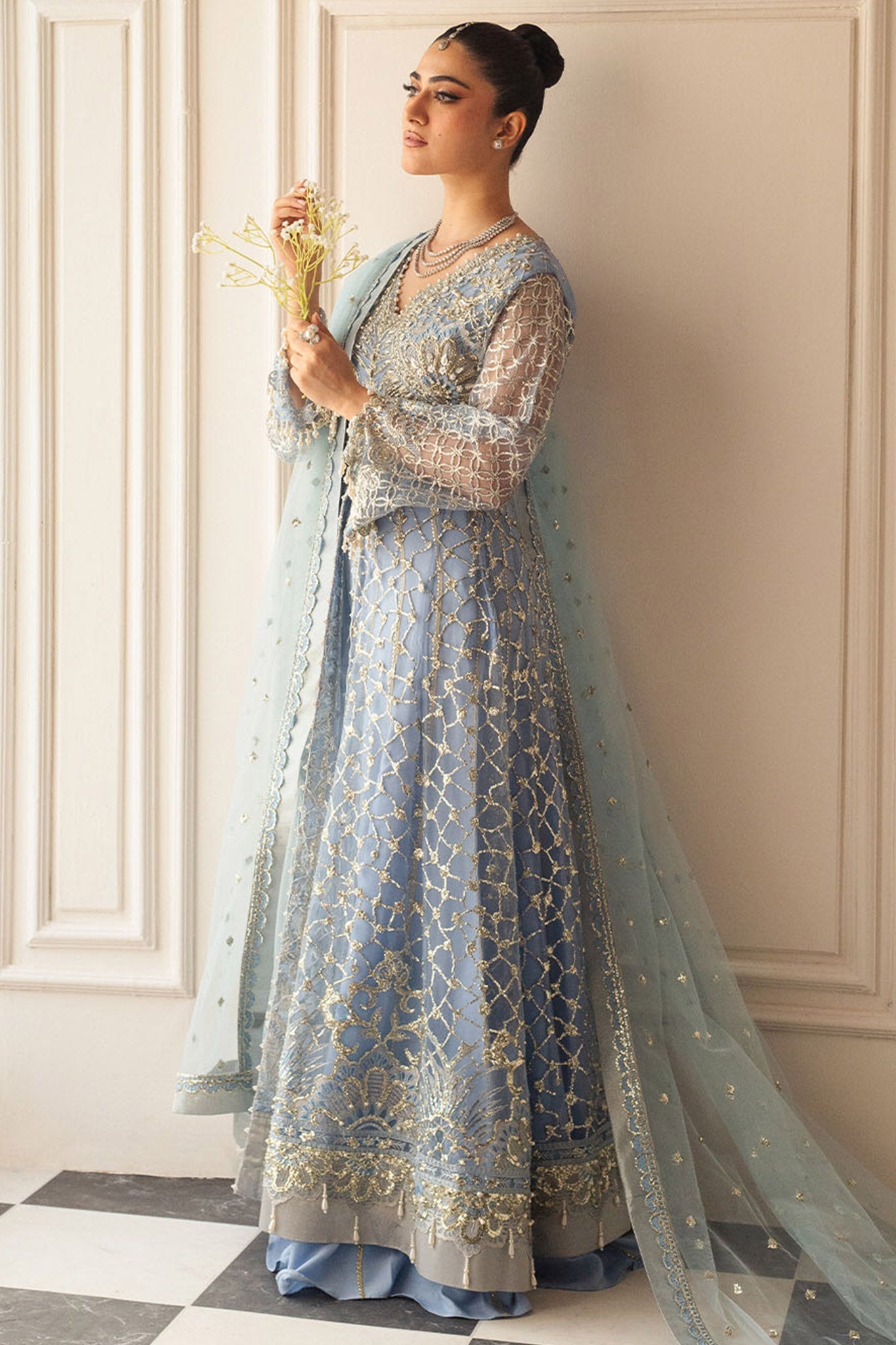 Hemline By Mushq Unstitched 3 Piece Aura Debut Wedding Collection'2024-04-Periwinkle