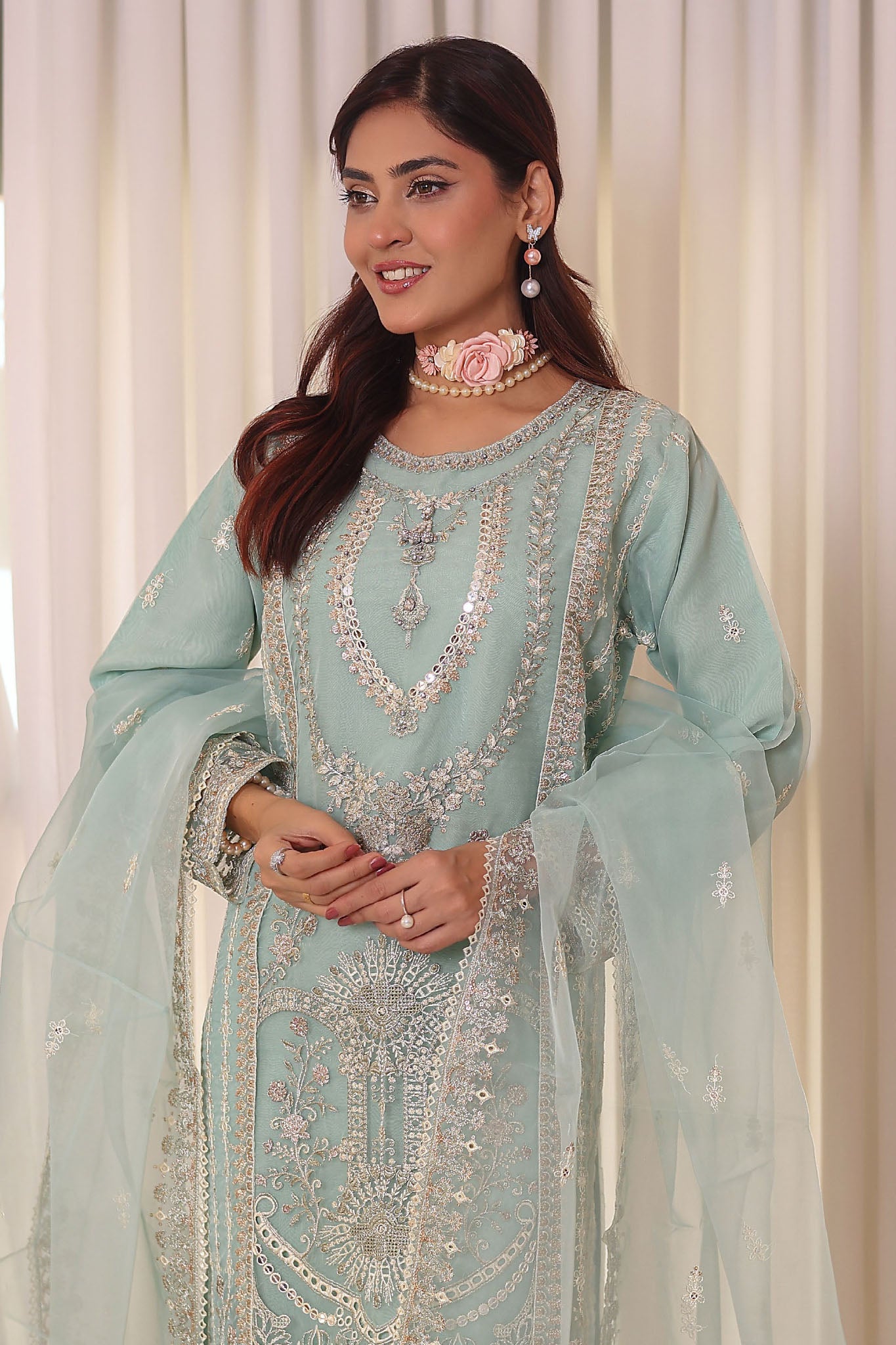 Irha By Azmeerah Official Semi Stitched 3 Piece Organza Edit Formals Collection'2024-04-Stella