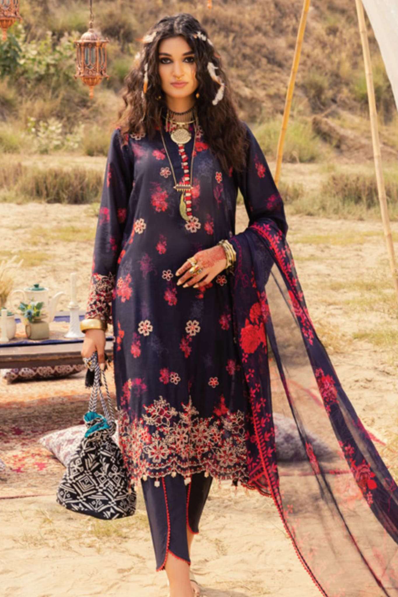 Adan's Linas Printkari Unstitched 3 Piece Lawn Collection'2023-A-04