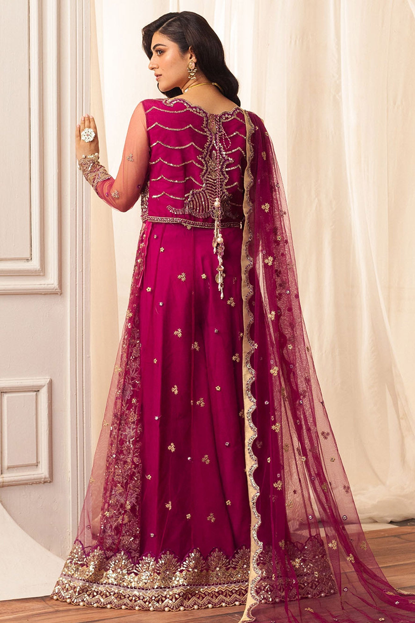 Hemline By Mushq Unstitched 3 Piece Aura Debut Wedding Collection'2024-05-Fuchsia