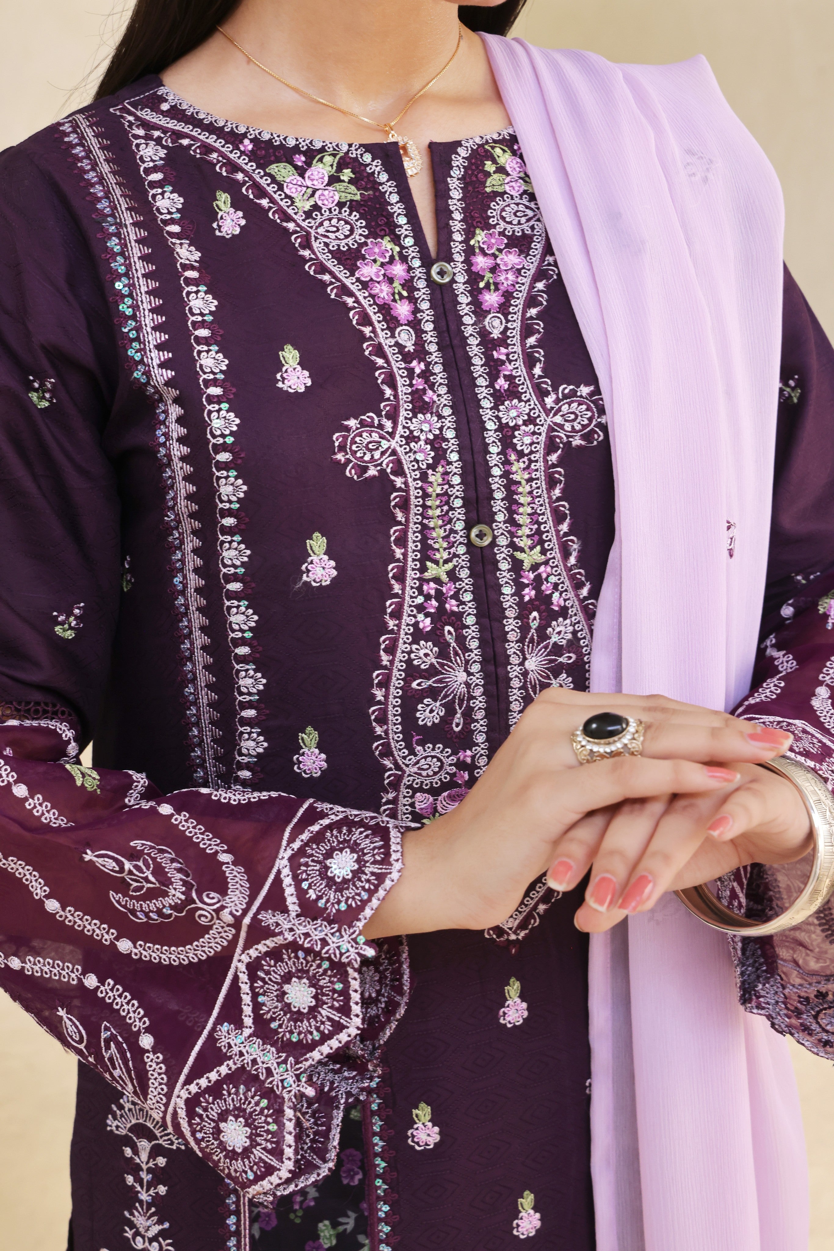 Dressline Meher  Stitched 3 Piece Emb Self Lawn Jacquard Collection