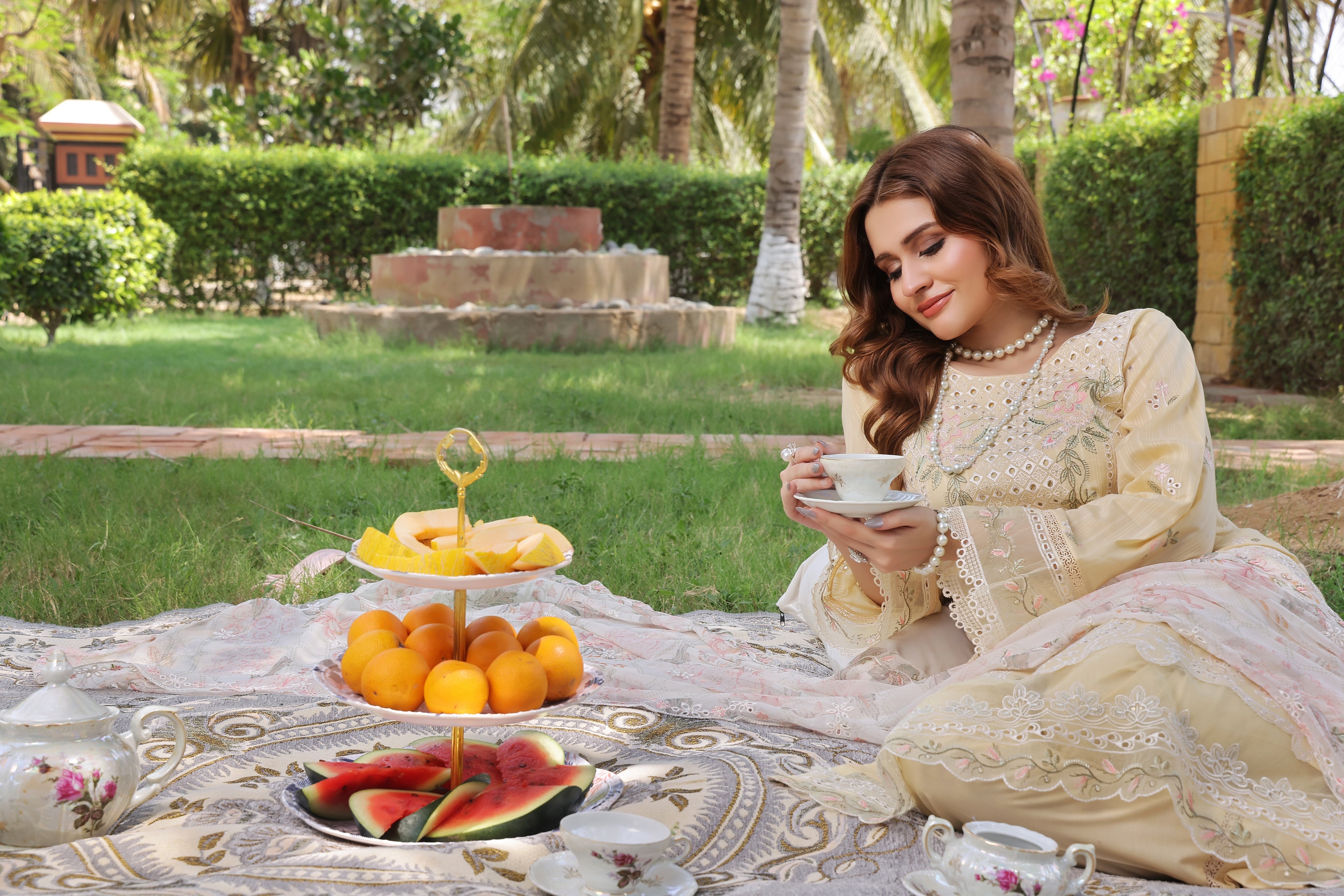 Dressline Hayam Ready-To-Wear 3 Piece Premium Heavy Chikankari Emb Bana Dora Lawn Collection