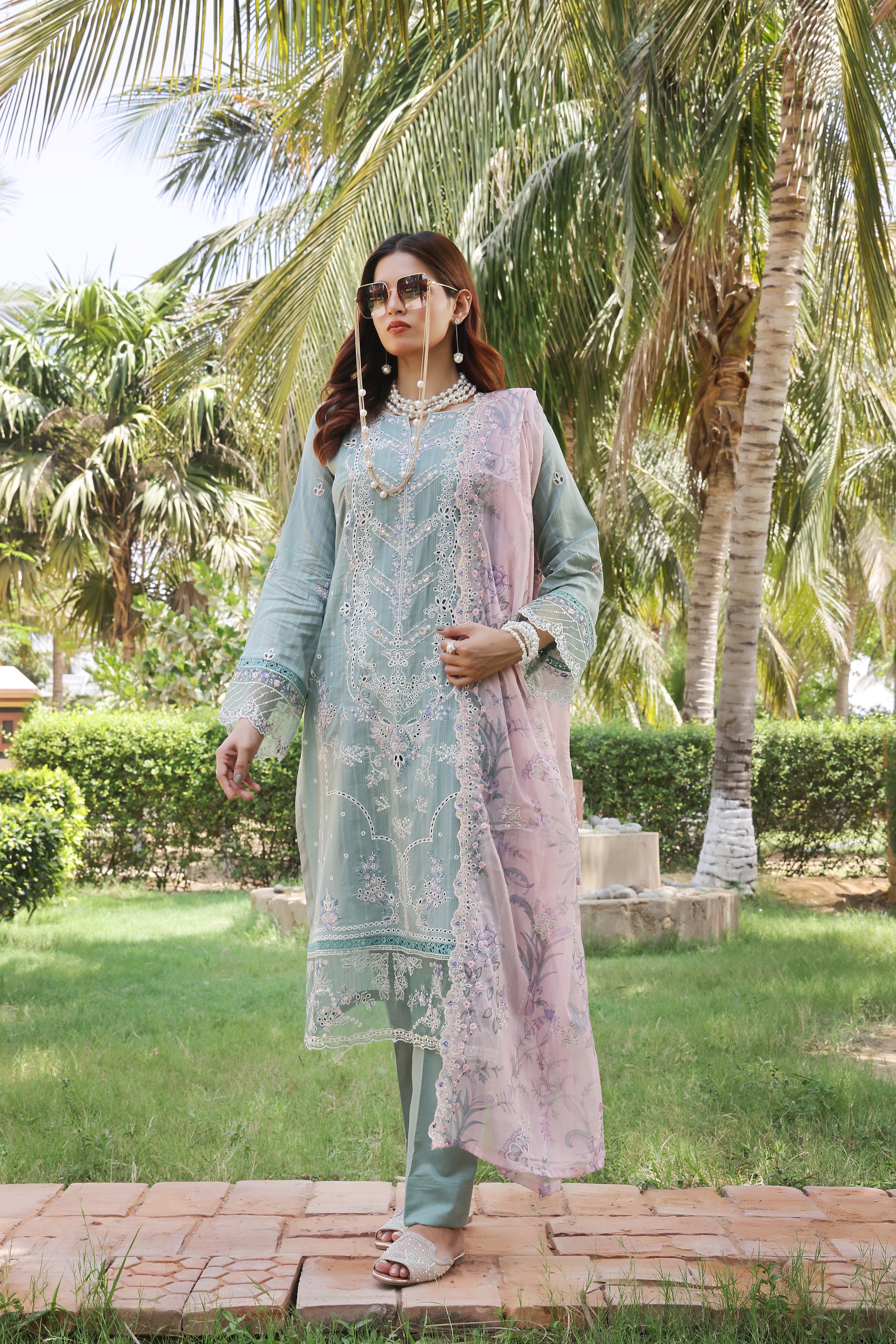 Dressline UnStitched 3 Piece Premium Heavy Chikankari Emb Bana Dora Lawn Collection