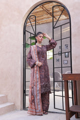 Dressline Pearl Unstitched Heavy Chikankari & Jall Emb Bana Dora Digital Lawn With Voil Dupatta & Cambric Trousers