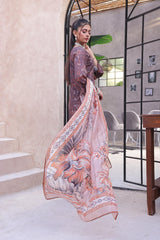Dressline Pearl Unstitched Heavy Chikankari & Jall Emb Bana Dora Digital Lawn With Voil Dupatta & Cambric Trousers