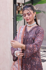 Dressline Pearl Unstitched Heavy Chikankari & Jall Emb Bana Dora Digital Lawn With Voil Dupatta & Cambric Trousers
