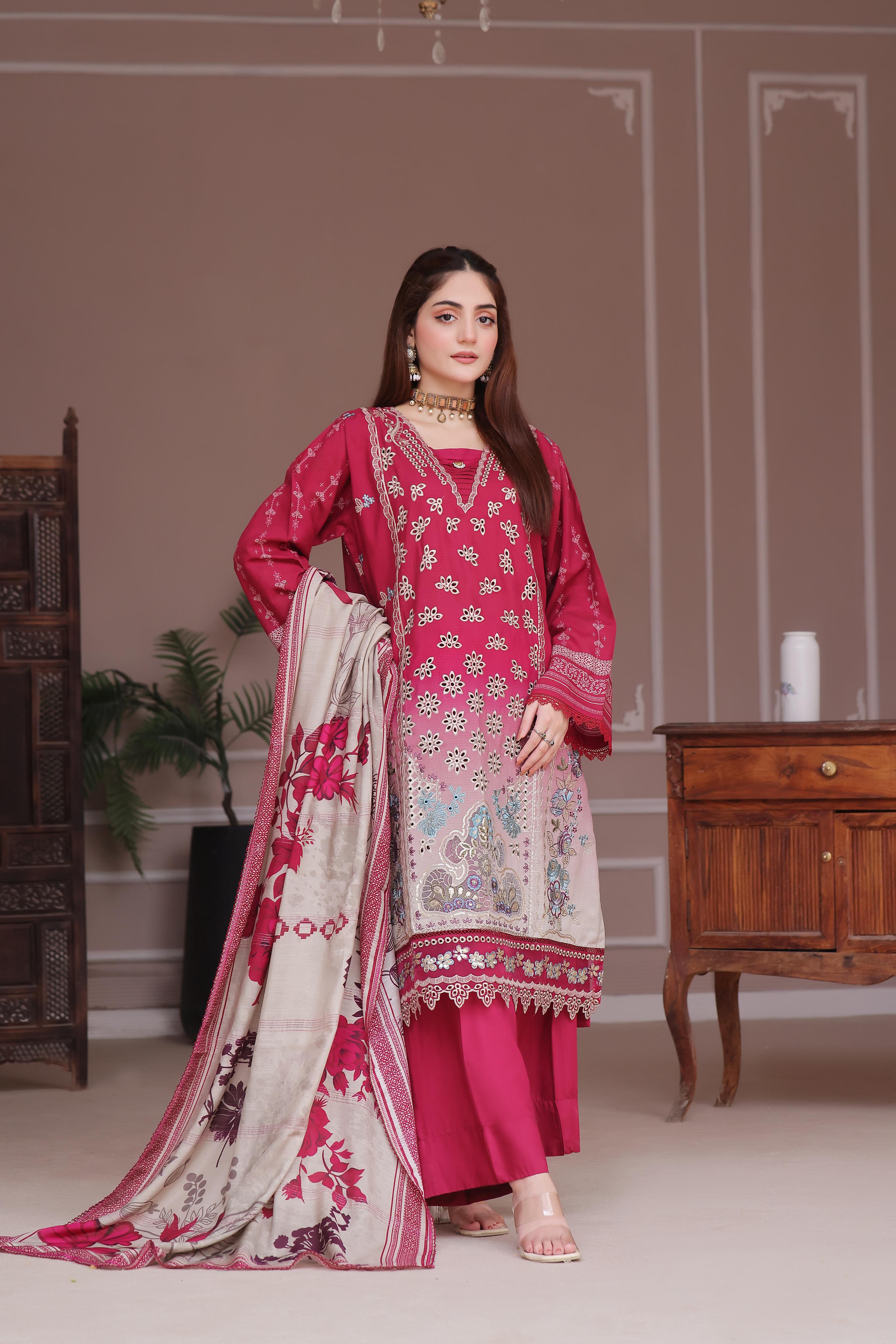 Dressline Launching New Unstitched  3 Pcs Premium Chikankari Emb Digital Printed Bana Dora Lawn Collection