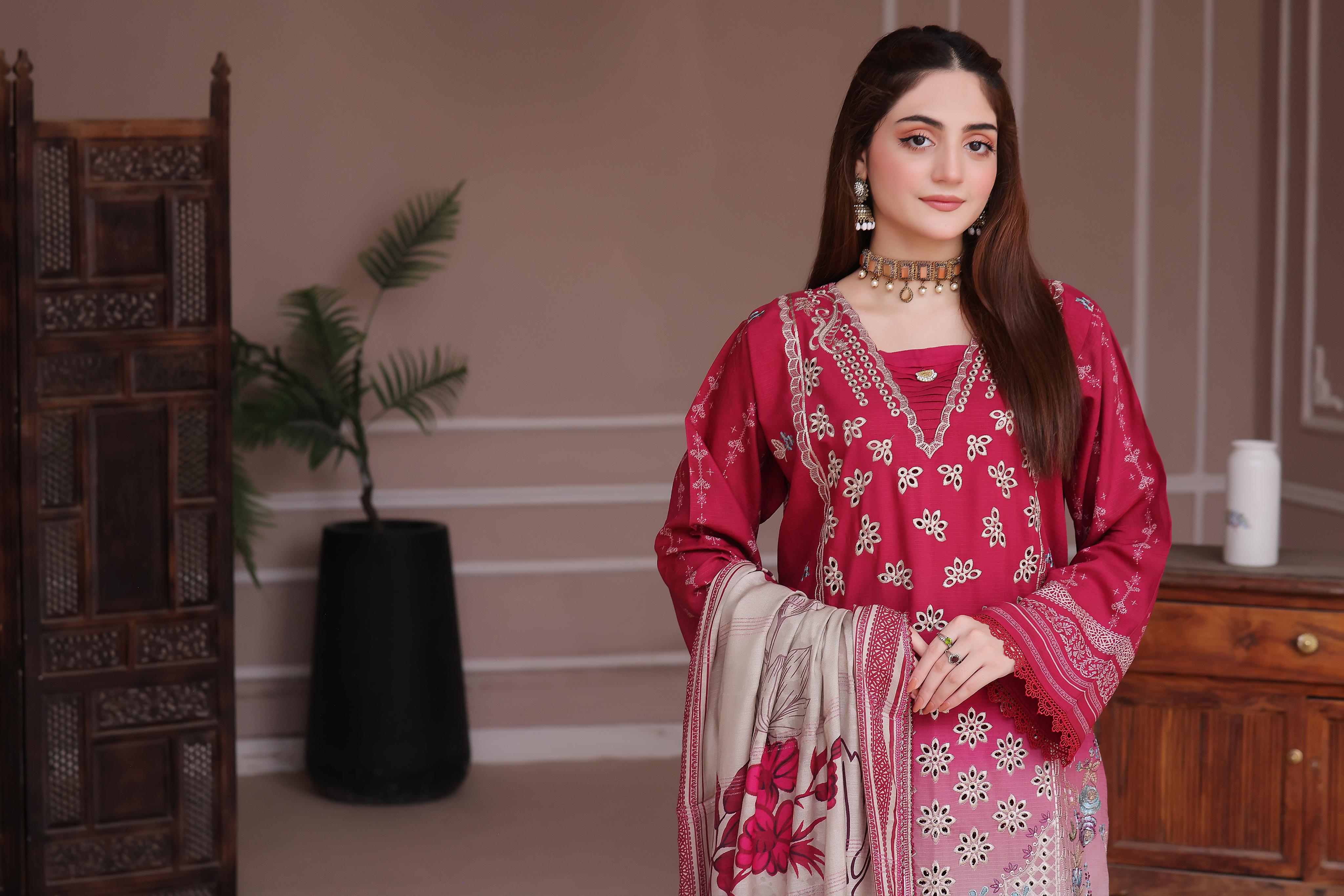 Dressline Launching New Unstitched  3 Pcs Premium Chikankari Emb Digital Printed Bana Dora Lawn Collection
