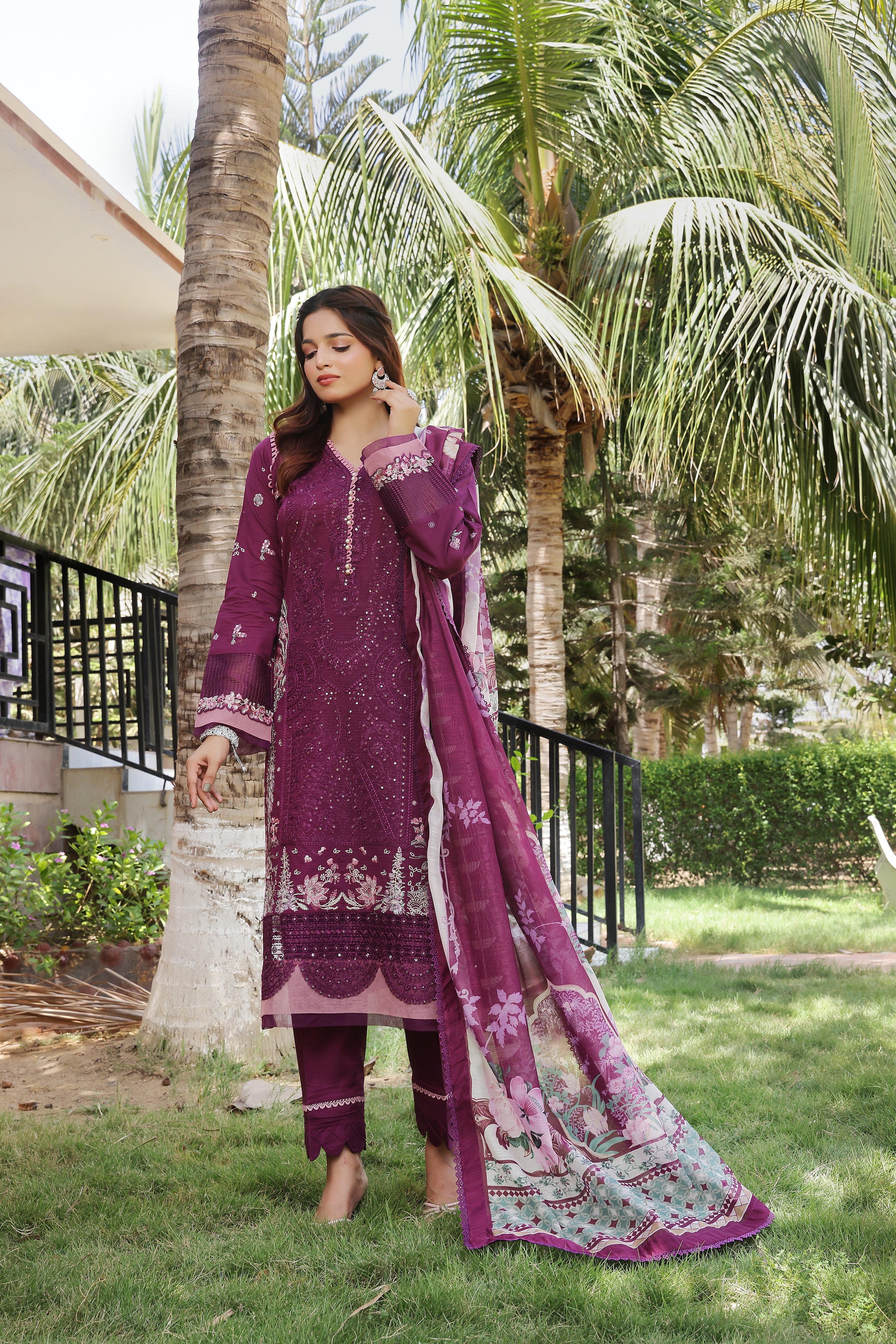 Dressline UnStitched 3 Piece Premium Heavy Emb Bana Dora Lawn Collection