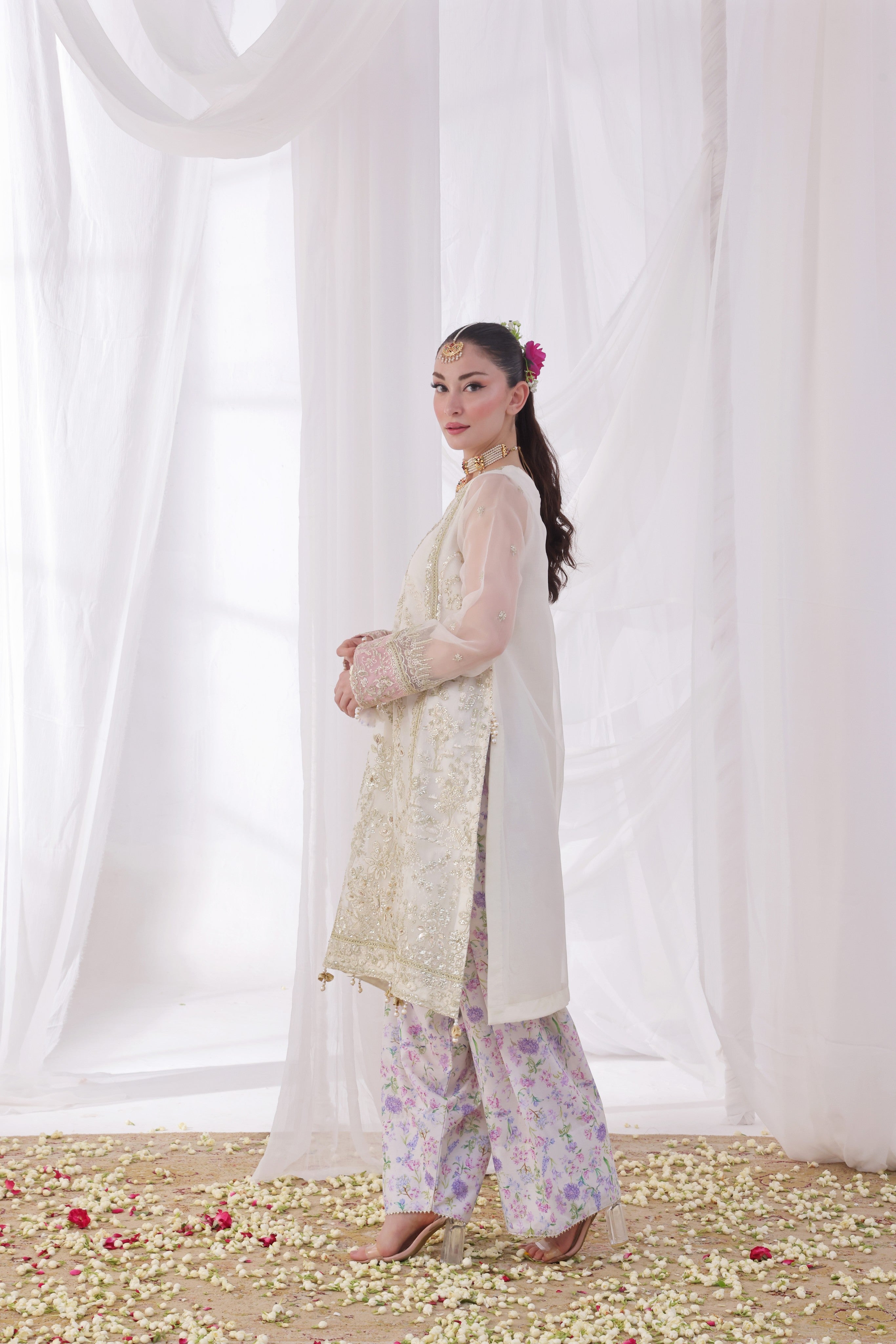 Dressline Ilaan Luxury Unstitched 3 Piece Emb Organza Dress