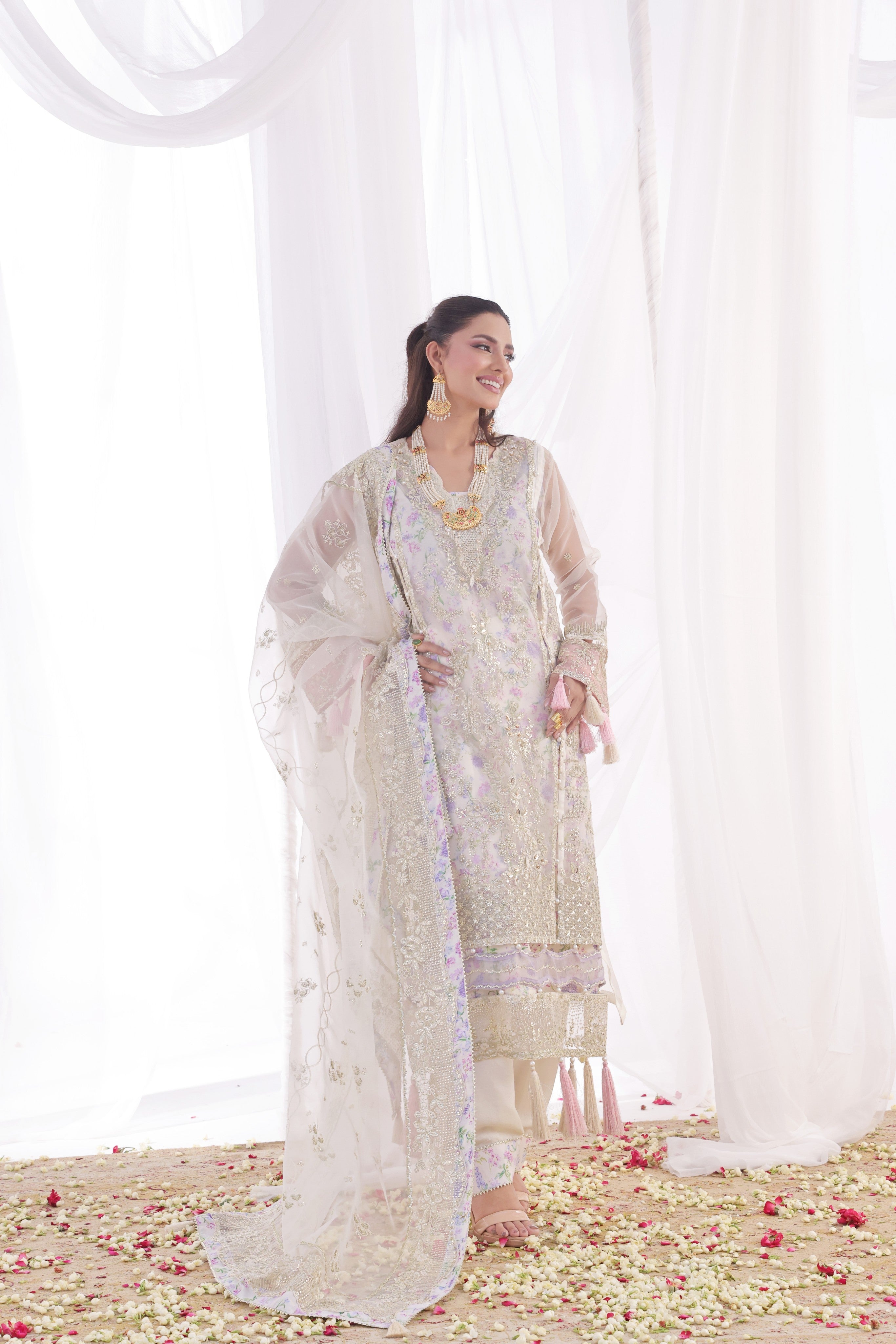 Dressline Ilaan Luxury Unstitched 3 Piece Emb Organza Dress