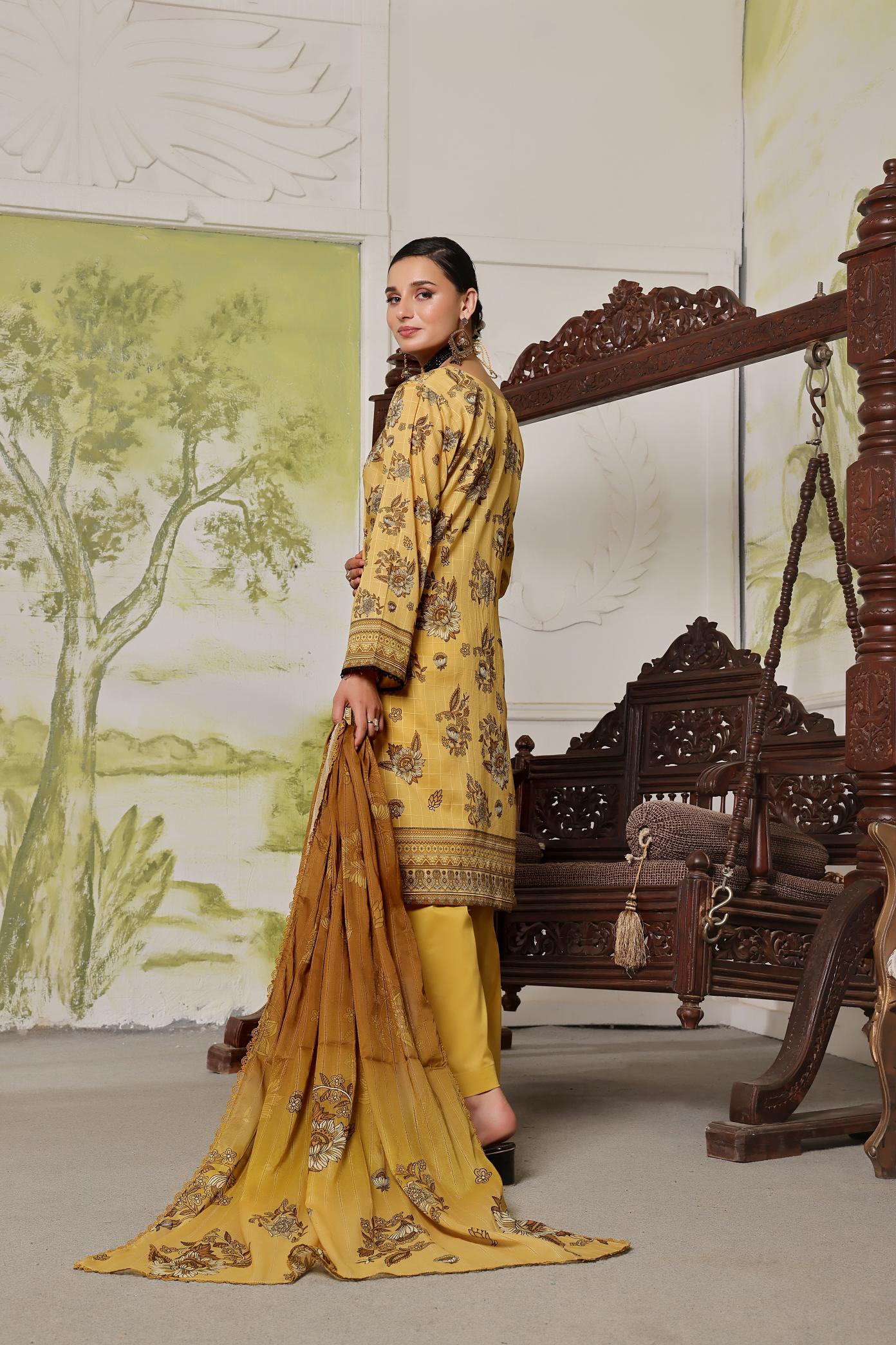 Dressline Launching New Un Stitched 3 Pcs Emb Laserkari Digital Printed Lawn Collection 2024
