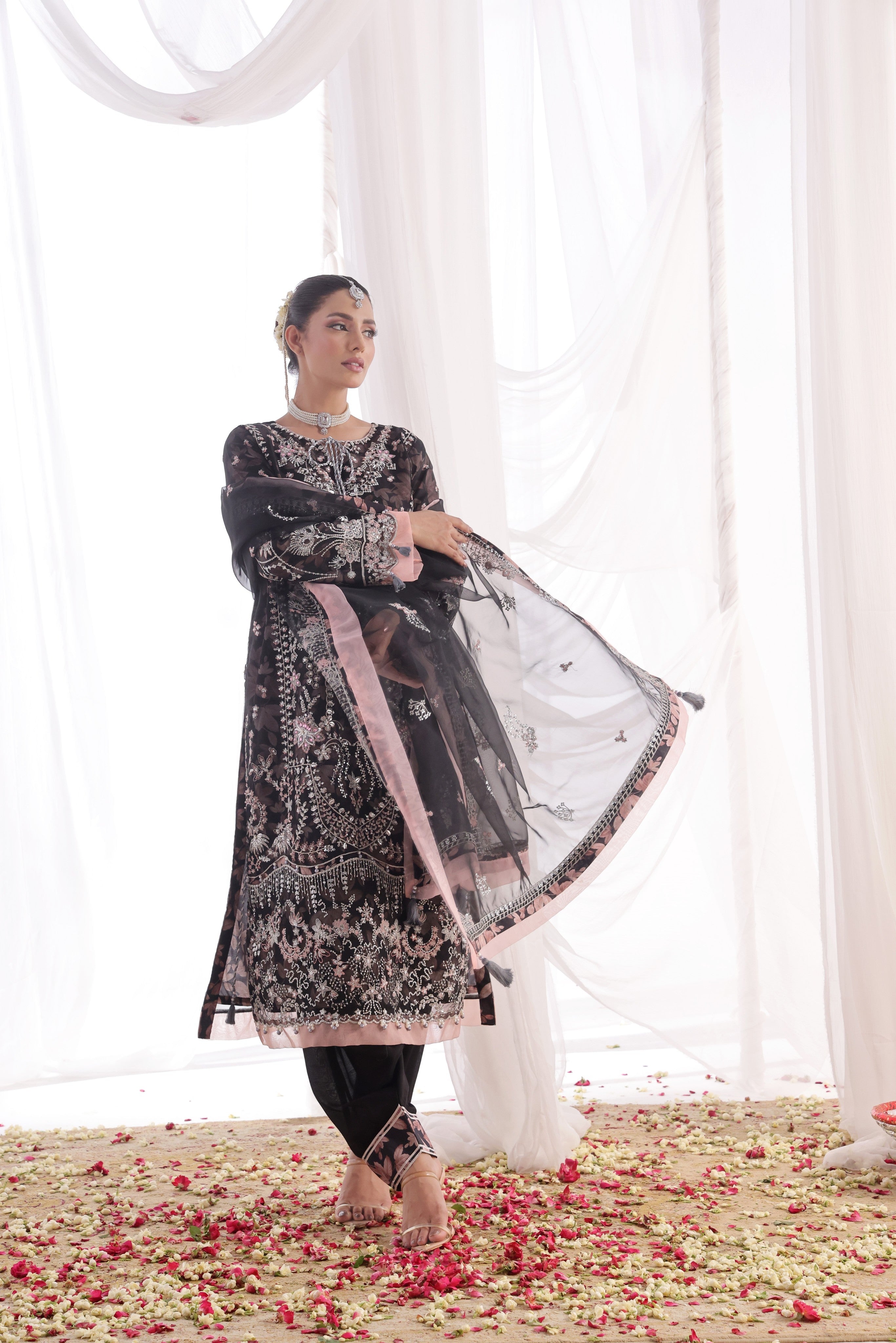 Dressline Ilaan Luxury Unstitched 3 Piece Emb Organza Dress