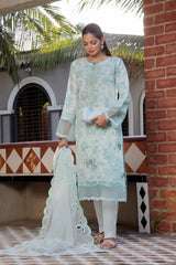 Dressline Semi Stitched 3 Piece Luxury Emb Organza Collection With Designer Clutch