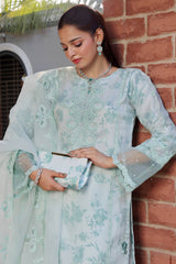 Dressline Semi Stitched 3 Piece Luxury Emb Organza Collection With Designer Clutch