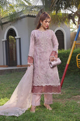 Dressline Semi Stitched 3 Piece Luxury Emb Organza Collection With Designer Clutch