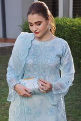 Dressline Semi Stitched 3 Piece Luxury Emb Organza Collection With Designer Clutch