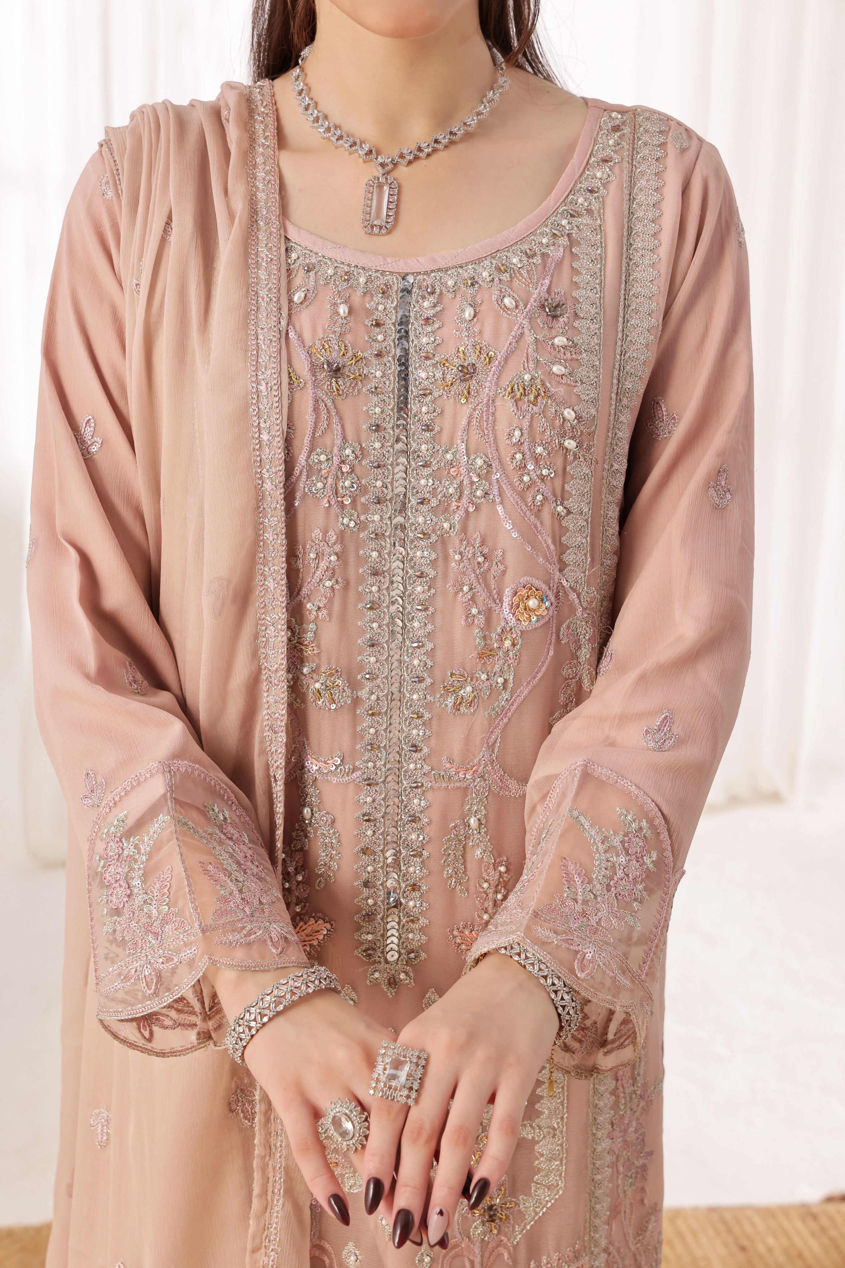 Dressline Fastif Stitched 3 Piece Emb Luxury Chiffon Collection