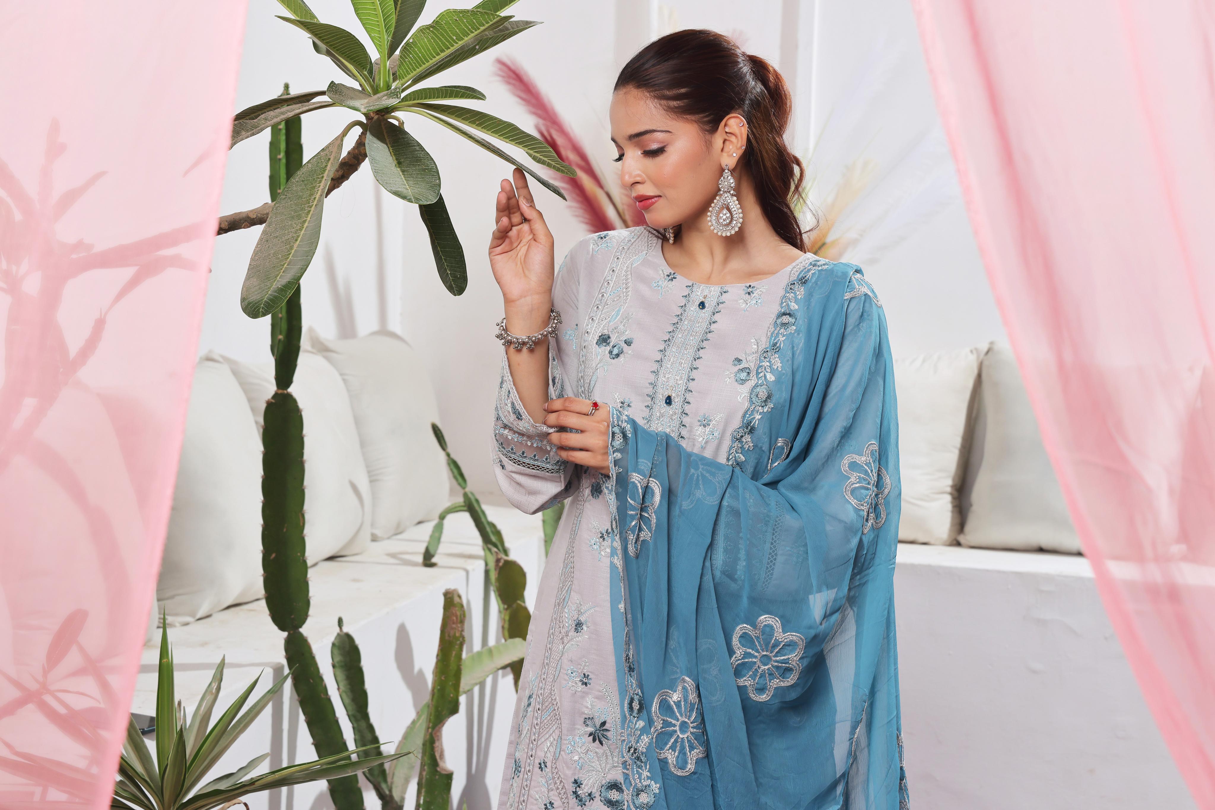 Dressline Launching New Stitched 3 Piece Emb  Self Lawn Jacquard Collection
